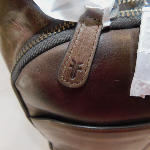 Frye Logan Multi Zip Leather Brown Slate Travel Backpack - Picture 4 of 16